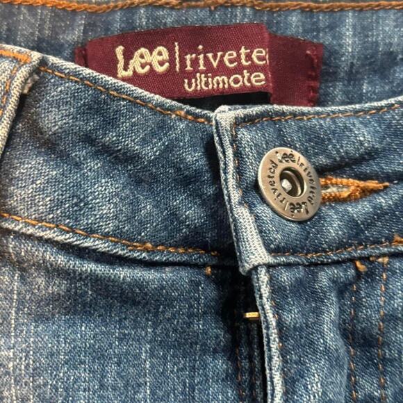 Lee Denim Capri High-Waisted Blue Jeans with Side Slits, Casual Stretch Fit - Picture 6 of 8